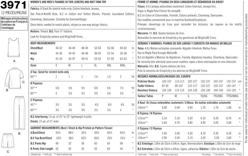 Simplicity Easy To Sew Men and Women's Matching Pajamas Sewing Patterns, Sizes S-L - Image 5